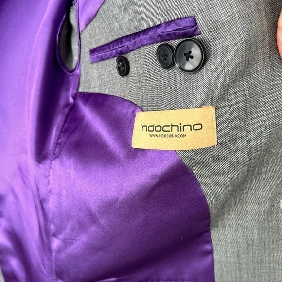 LUXURY Athletic Fit Suit Jacket | Grey Sharkskin | 38R - Picture 9 of 10